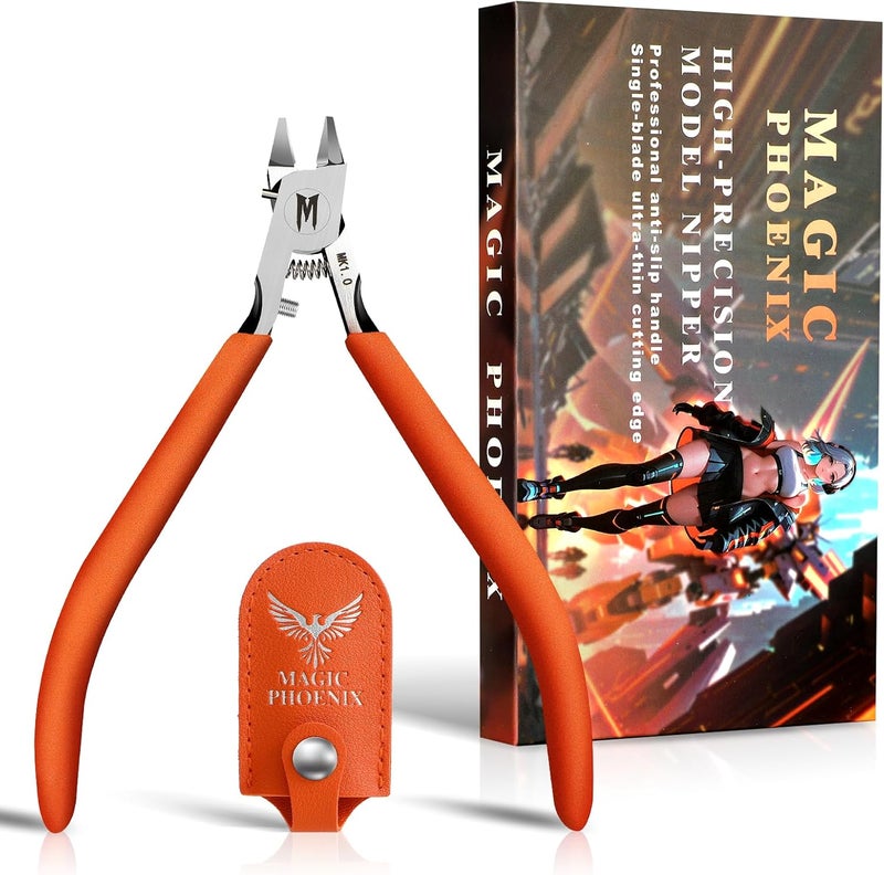 Magic Phoenix Store Ultimate Model Nippers, Ultra-thin Single Blade Flush Cutter for Gundam & Resin & Plastic Models, Cr-V Steel with Non-Stick Coating, Ergonomic Non-slip Grip (Professional Grade) - Image 1